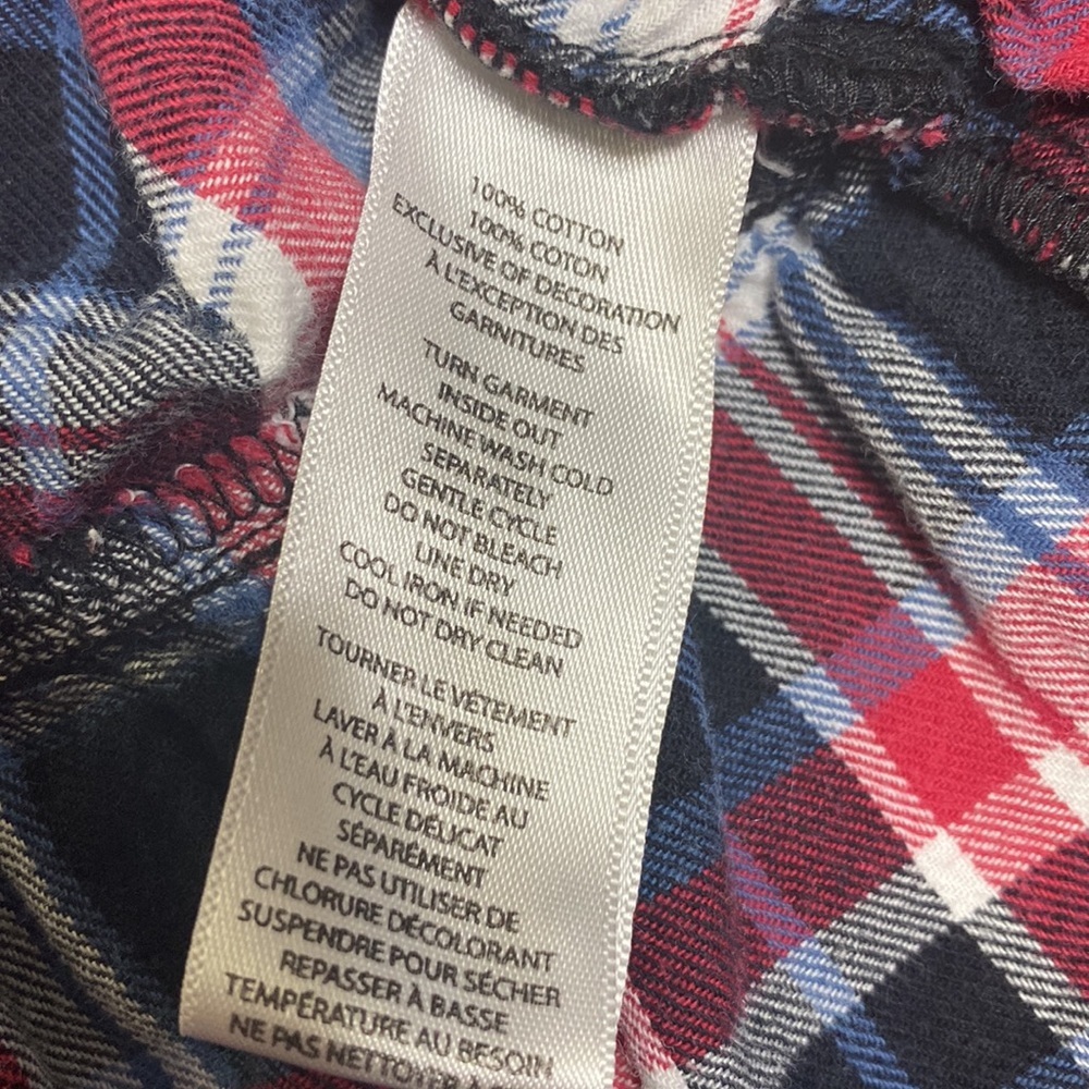 Beachlunchlounge  blue, red, black & white long sleeve flannel peplum top size L - Picture 8 of 8